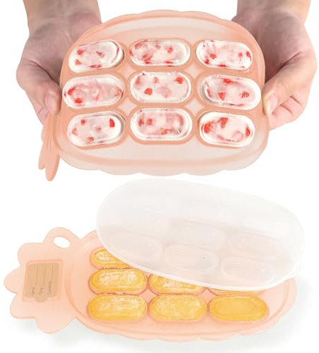 Haakaa Silicone Nibble Freezer Tray -Breastmilk Teething Popsicle Mold - Baby Fruit Food Feeder Teether Tray - Baby Food Maker - Ice Cube Tray - 4 Months+ Babies - BPA Free - Blush