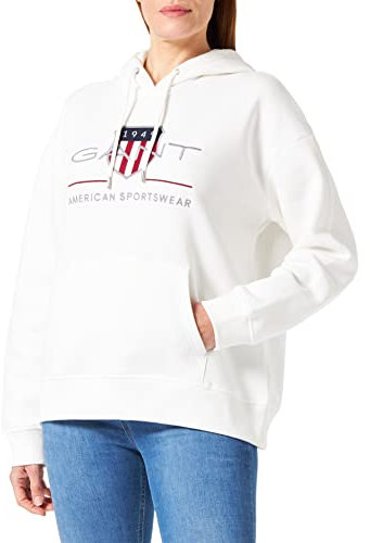 Gant Damen Rel Archive Shield Hoodie Kapuzenpullover, Eggshell, M EU