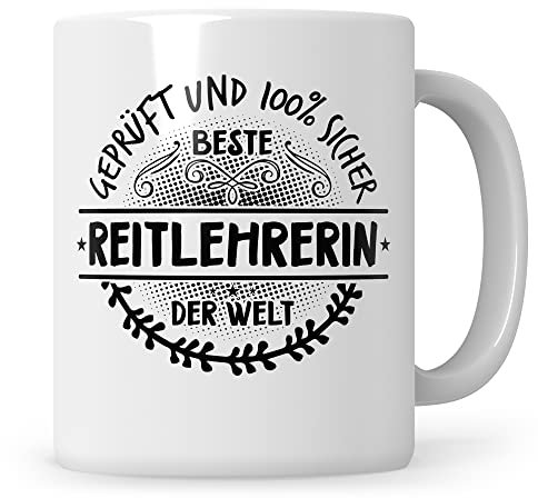 Sweetify Beste Reitlehrerin Tasse, Reiterin Geschenkidee, Reitschule, Reiterin Geschenk, Pferd Kaffeetasse
