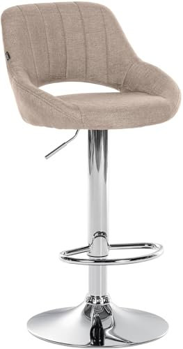 CLP Barhocker Milet I Stoff-Bezug I Drehbarer Barstuhl, Farbe:Taupe, Gestell Farbe:Chrom