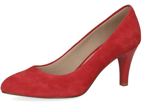 CAPRICE Damen Pumps aus Leder mit Trichterabsatz, Rot (Red Suede), 36 EU