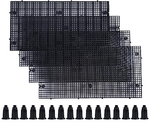 ALEGI Kunststoff-Gitter-Trennwand, Eierkiste, Louvre, Aquarium, Unterseiten-Isolation mit Halterung, 4 Stück, Schwarz