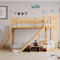 ZYLOYAL10 90 * 200cm Kinderhochbett mit Stauraumtreppe (Mit Ablageschrank Rutsche - Natur)