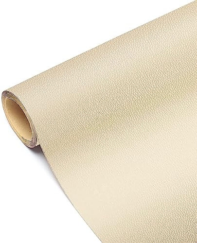 YIMINI 60 x 137CM Cuero Adhesivo, Polipiel Adhesivo Para Tapizar, Parche Cuero, Parches para Sofa, Asientos para Automóviles (Beige)