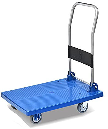Plattformwagen, Schiebewagen, Plattform-Handwagen, zusammenklappbarer beweglicher Wagen mit leisen Rädern für Lager, Restaurants, Kleiner Wagen, 440 lbs Gewichtskapazität, robuster Handwagen (Größe:
