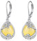 Gelber Achat Ohrringe für Damen 925 Sterling Silber Filigran Gelber Achat Tropfen Ohrringe Leverback Schmuck Geschenke (S-Gelber Achat)