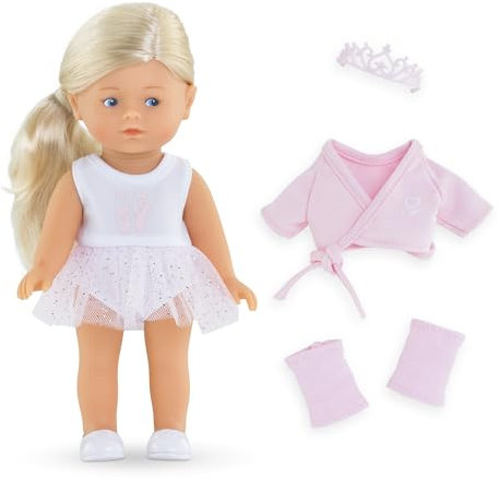 Les Trendies Mini Corolline Rosy Ballerina Set, Vollvinylpuppe mit langem Haar, extra Outfit in Geschenkbox, Vanilleduft, 20cm, ab 3 Jahren