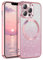 DUEDUE für iPhone 12 Pro Max Hülle Glitzer 6.7'', iPhone 12 Pro Max Handyhülle Glitzer mit Magnetische Stoßfeste Schutzhülle Soft TPU für iPhone 12 Pro Max Hülle Mag-Safe 6.7 Rosa