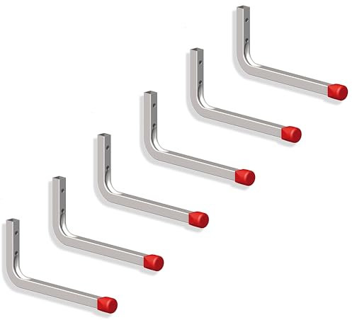 Gedotec ganci a muro da avvitare in acciaio zincato | LINEA | 6 pezzi ganci per utensili lunghezza: 175 x 80 mm incl. materiale di fissaggio | ganci multiuso in metallo | gancio a muro garage | ganc