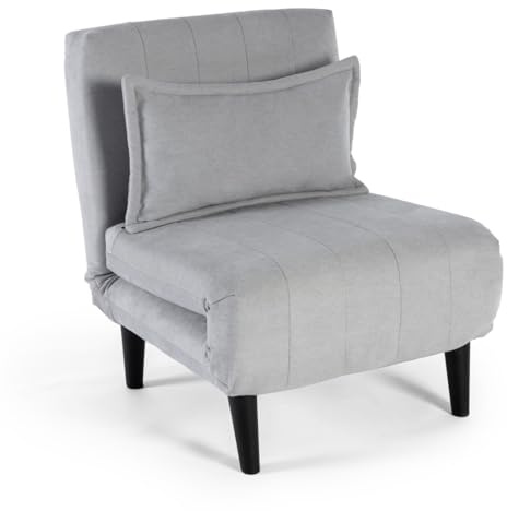 More4Homes HARPER FOLDING CLIC CLAC SOFA BED FABRIC LIVING ROOM LOUNGE CHAIR BED (Grey, 1 Seater)