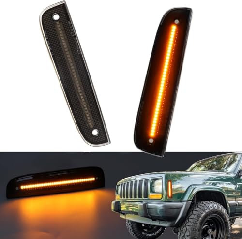 FetonAuto Amber LED Front Side Marker Lights for 1997 1998 1999 2000 2001 Jeep Cherokee XJ Chassis Front Bumper Side Corner Parking Marker Turn Signal Light, Replace OEM CH2551118