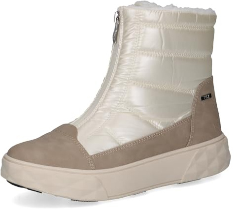Caprice Damen Warmfutter mit flacher Sohle mit Reißverschluss Weiß (PEARL COMB), 38