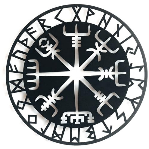 keluly Wikinger-Runen Metallskulptur Wandschmuck Deko Deko Souvenir Schild Schutztalismane Kunst Steine Symbolik Vinkingas Geschenk für Freunde