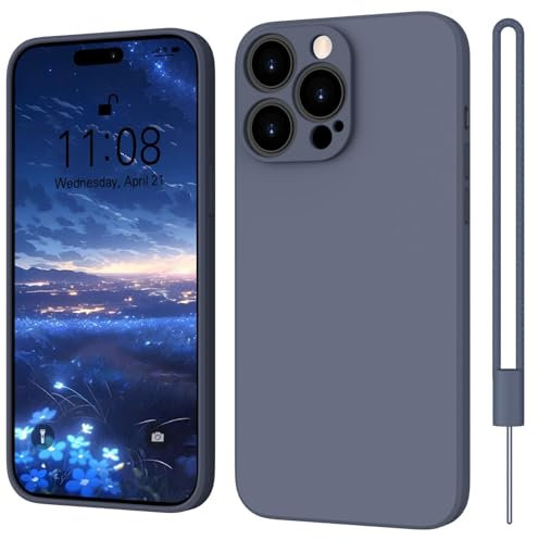 ORDA für iPhone 14 Pro Hülle, Kameraschutz und Bildschirmschutz Stoßfest Silikon Case Cover, Soft TPU Slim Schutzhülle 6.1 Kompatibel mit iPhone 14 Pro Handyhülle Blau Grau