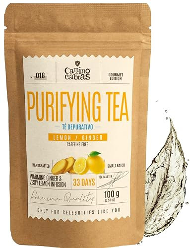 DETOX TEE - Zitrone & Ingwer Tee mit Zitronengras, Grüner Tee, Löwenzahn, Hibiskus, Brennnessel, Schachtelhalmkraut – Wintertee mit Antioxidantien - Immunsystem Stärken – Kräutertee Lose – 100g