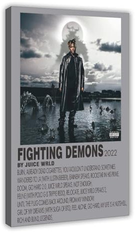 hlacr Juice Poster & Wrld Fighting Demons 2022 Music Album Cover Poster Canvas Poster Bedroom Decor Landscape Office Room Decor Gift 12x18inch(30x45cm)