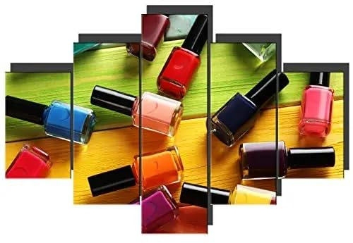 JIANGSHANDAIYOUCAIREN 5Pcs Nagellack Schönheitssalon Wandkunst Poster Leinwand Bilder Gemälde Wohnzimmer Home Decor Kein Rahmen-30x40 30x60 30x80cm