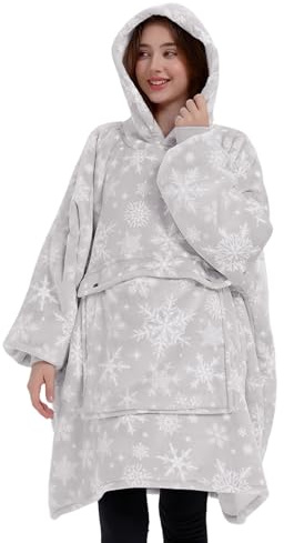KFUBUO Tragbare Decke mit Kapuze für Erwachsene, Sherpa-Fleece, alle Designs, Oversize-Sweatshirt-Decke mit Tasche