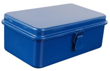 Milageto Werkzeugkoffer Metall Werkzeugkoffer mit Metallklammern, Metallorganisator für Werkzeuge, Mehrzweckwerkzeugkoffer tragbar für Garage, LKW und Camping, 20 x 13 x 8 cm Blau