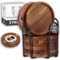 Synctos sous-Verres en Bois - Set de 8 - Design Rond Élégant en Bois d'Acacia Naturel - Comprend Un Support Métallique et Un Ouvre-Bouteille Magnétique - Parfait pour Verres, Bouteilles et Tasses.