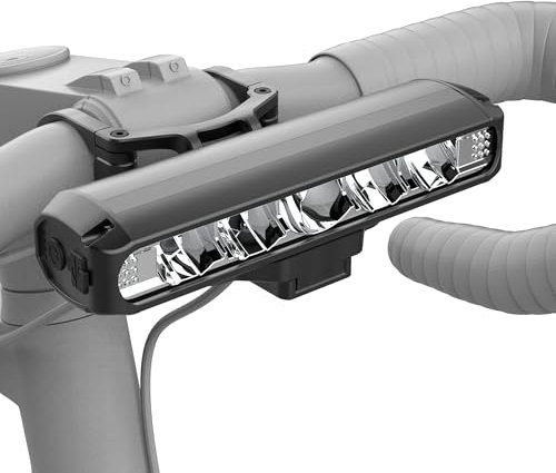 UPPEL Fahrradlicht USB C Ladeanschluss 8000mah 2600 Lumens 5 LEDs 4-Lichtmodi LED Fahrradlich Vorne Wasserdicht Einfache Installation Einstellbar Aluminium Fahrradbeleuchtung für Nacht Reiten-Schwarz