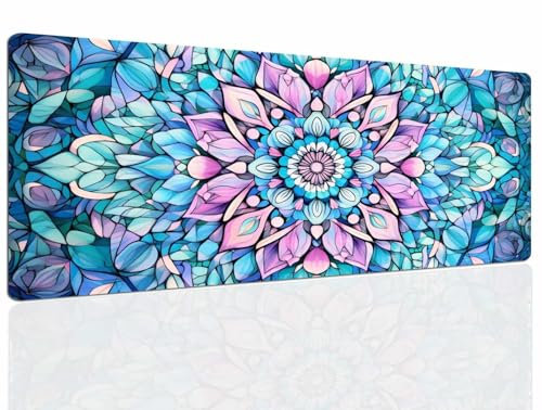 Tapis de Souris Mandala, Tapis Souris XXL, 1600x800x4mm Tapis de Bureau Gaming AntidéRapant, Tapis Bureau étanche, sous-Main pour Clavier et Souris, Mouse Pad Mat, pour Gamer, Ordinateur, Pc 703