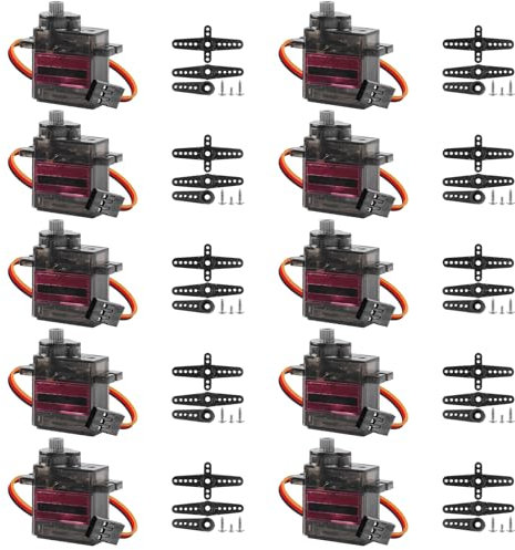 Vaileal 10 Stück Servomotor Metall Zahnräder: Servo Mikro-Servomotor kompatibel, Servo Vollmetallgetriebe 180 Grad Steuerbarer Winkel, Mini Motor für Modellbau Roboter Arm Flugzeug