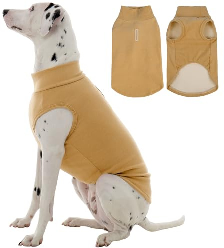 Kuoser Hundepullover, Fleece Pullover Hund, Hunde Fleecejacke, Braun 3XL | Hundepullover für kleine, mittelgroße & große Hunde, leichte körpernahe Hundeweste, elastischer warmer Hunde Pullover Sweater