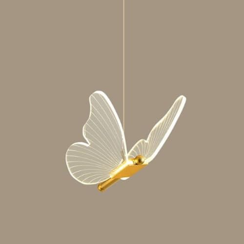 LIGKIN LED-Hängeleuchte 6W Schmetterling Kreativ Kronleuchter 3000K-6500K Dimmbar Deckenleuchte LED Acryl für Kinderzimmer, Wohnzimmer, Esszimmer