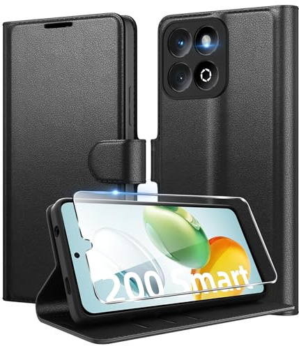 Eirltiy Cover per Honor 200 Smart Portafoglio Pelle PU Premium, Custodia Scomparti Carte Antiurto Protettiva Case con 1 Vetro Temperato, Nero
