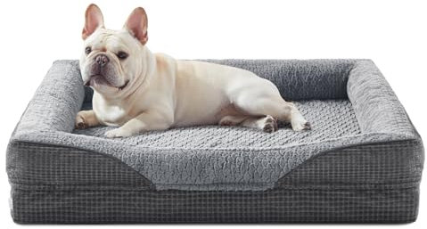 FURTIME Orthopädisches Hundebett Mittelgroße Hunde, Memory Foam Hundekorb Kleine Hunde, Abnehmbar und Waschbar, rutschfeste Hundekörbchen, Hohem Rand Hundesofa, 71 x 58 x 17cm