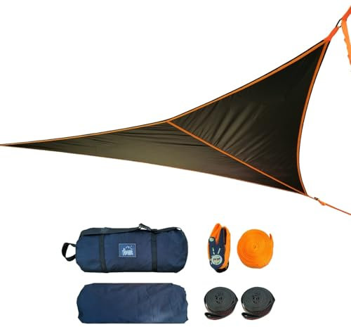 HUGDSB Triangle Hammock 13ft Outdoor Camping Hammock Portable Travel Multi Person Tree Hammock with Tie Down Straps & Net Pocket Max 500 lbs