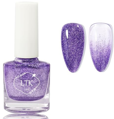 Purple Glitter Nail Polish - Shimmering Sparkly Purple Nail Varnish - Quick Dry Nail Polish - Breathable Long Lasting No Baking Required for Women's Manicure at Home