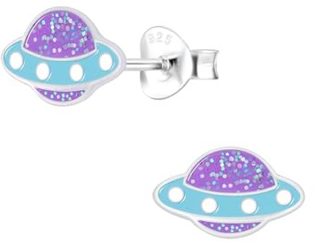 Monkimau Mädchen Ohrringe UFO | Ohrstecker aus 925 Sterling Silber | Kinderohrringe hypoallergen