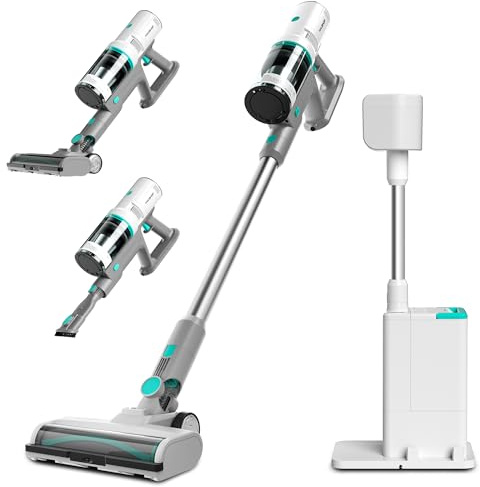 HAUSHOF Cordless Vacuum Cleaner with Auto Empty Station, 250W Motor, HEPA Filter, Anti-Tangle Brushroll, Stick Vacuum for Pet Hair, Hardwood Floors, Carpets