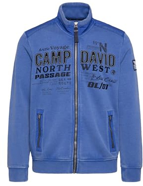 Camp David Herren Sweatjacke mit Ripstop-Details und Label-Applikationen Flight Blue, L