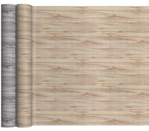 PVC Bodenbelag Meterware Vinylboden Vinyl Bodenbelag Fußbodenbelag 140cm Breite Holzoptik Holz Beige 360 x 140 cm