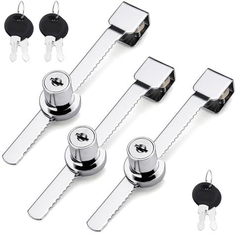 3 Pcs Reptile Vivarium Lock, Ratchet Display Cabinet Lock Cabinet Locks with Key Glass Door Lock for Terrarium Showcase