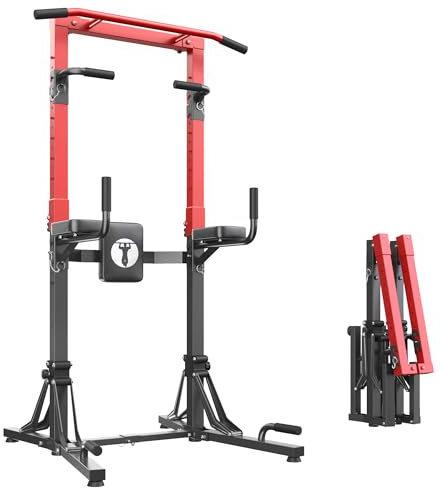 SogesPower Klappbarer Power Tower Multifunktions-Kraftstation mit verstellbarer Klimmzugstange & verstellbarer Roman Chair | Ideal für Calisthenics und Wohnung