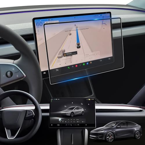YEE PIN Verre trempé 9H compatible avec Tesla Model Y Juniper Film de protection de navigation QHD 2025 2026, 16 , anti-traces de doigts, résistant aux rayures