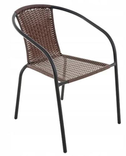 MAT-COMPANY Bistrostuhl Polyrattan Stapelstuhl Gartenstuhl Balkonstuhl Terrassenstuhl mit Metallgestell Braun