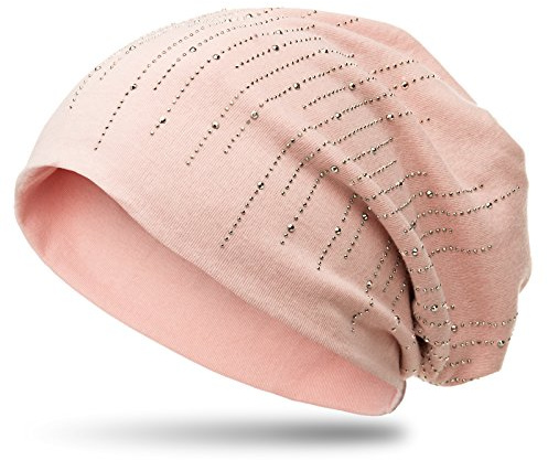 Caspar MU142 Beanie Mütze mit stylischen Strass Streifen und warmem Flanell Stoff