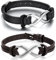 Cupimatch 2 Pcs Bracelets Réglable Amour Infini pour Couple,Rétro Signe Infini Aiment Bracelet en Acier Inoxydable + Corde Cuir pour Homme et Femme,Noir et Brun