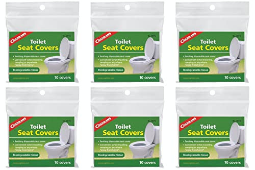 Coghlan's Toilet Seat Covers Biodegradeable Tissues Camping (6-Pack of 10)