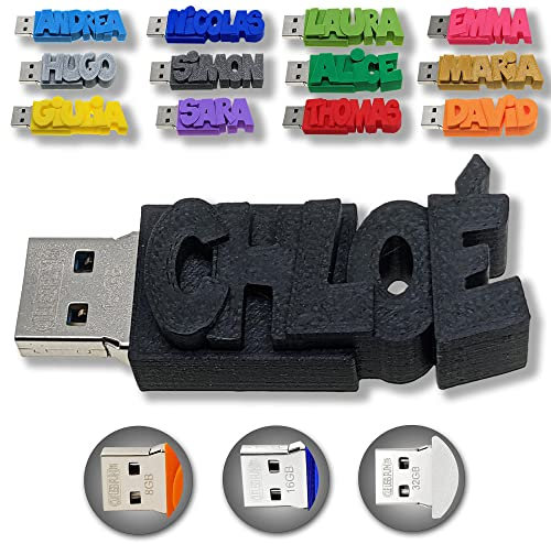 Individueller persönlicher USB Stick Datenstick mit eigenem Namen/Schriftzug und Farbe nach Wahl - USB 3.0 – 8GB, 16 GB oder 32 GB – einzigartiges Geschenk