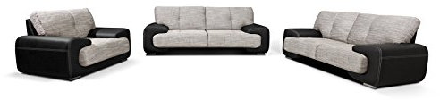 mb-moebel Polstergarnitur Sofa Set 3er & 2er & Sessel 3-2-1 Wohnlandschaft 3-Sitzer und 2-Sitzer Möbel Set - LORENTO (Schwarz)