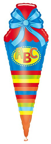 NET TOYS ABC Folienballon Schultüte Schulanfang Party Dekoration 35 x 111 cm Luftballon Schuleinführung Schulanfänger Zuckertüte