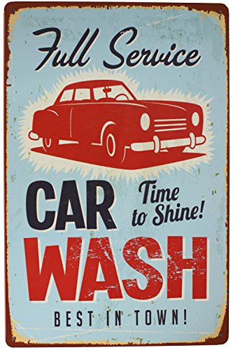 Hioni Full Service Car Wash, Metall-Blechschild, Vintage-Schild, Wanddekoration