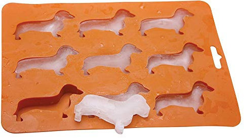 Lazzboy Dackel-eiswürfelbehälter-silikon-hundeform-Form-süßigkeit, Die Gelatine-Einstellung Bildet Silikon Eiswürfelform, Eiswürfel Silikonformen, Eiswürfelbereiter Ice Tray Cube Fach Box (Orange)