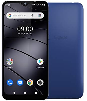 Gigaset GS110 Smartphone (6,1“ V-Notch HD-Display, Gesichtserkennung, Dual-Sim, 16GB Speicher, 1GB RAM, Akku 3000 mAh, 4G LTE, Android 9.0, Handy, ohne Vertrag) azure blue
